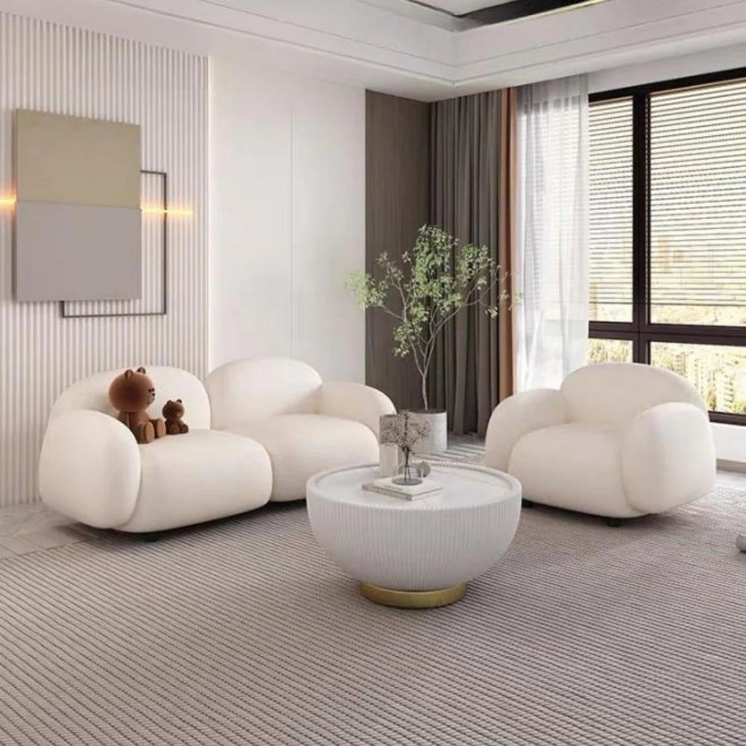 Luxe Fleece Fabric Overstuffed Multifunction Sofa Chair set for Living room.