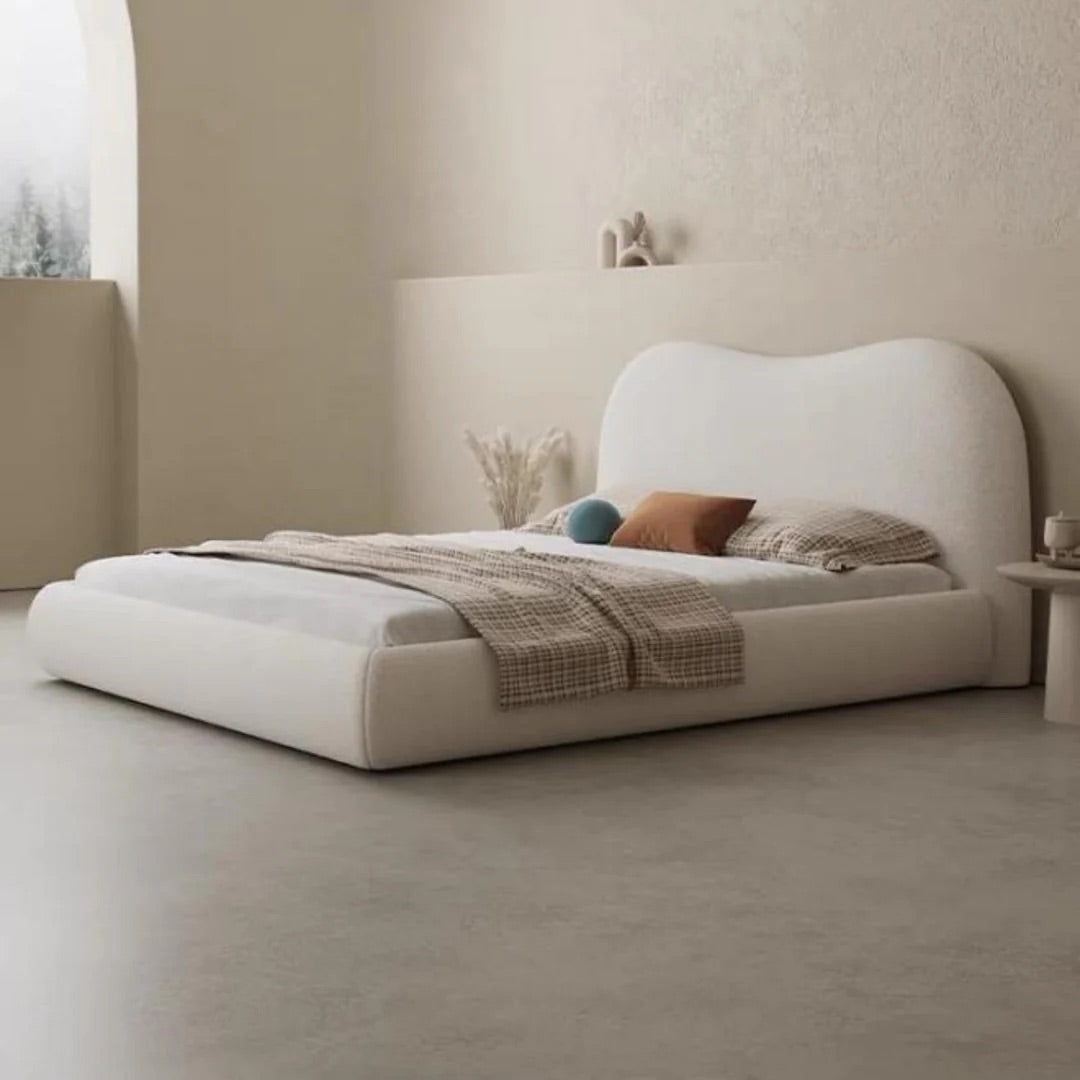 Luxe. Light Luxury Fleece Fabric Wrap Bed Frame for Bedroom Without Mattress.