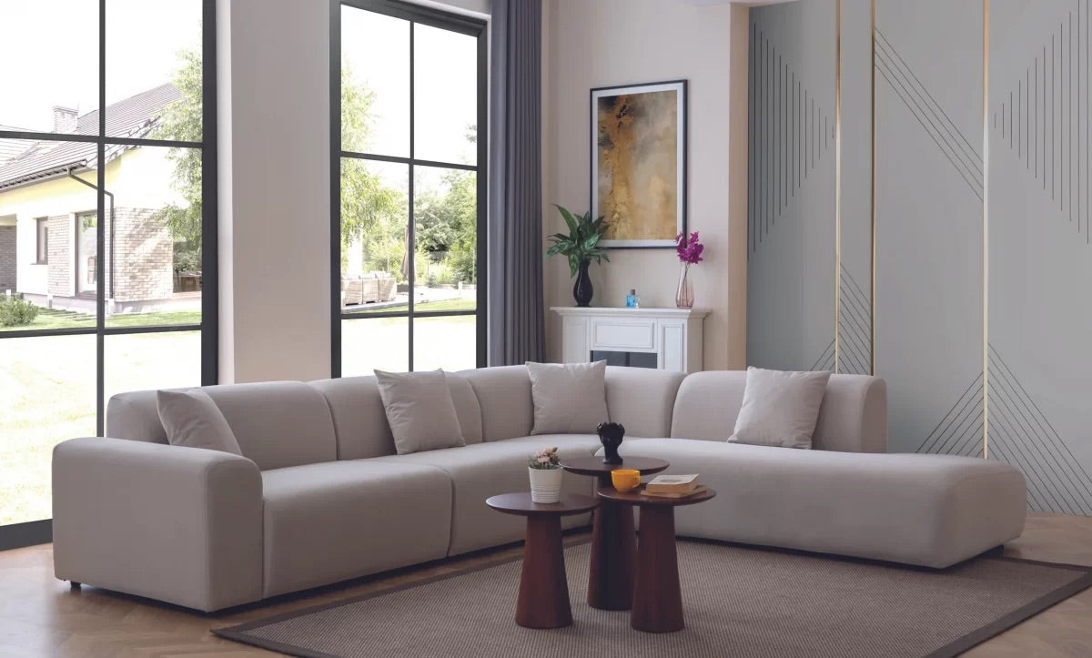 Luxe L shape velvet sofa