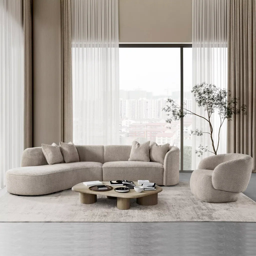 Melzo Right Curve Sofa – Beige