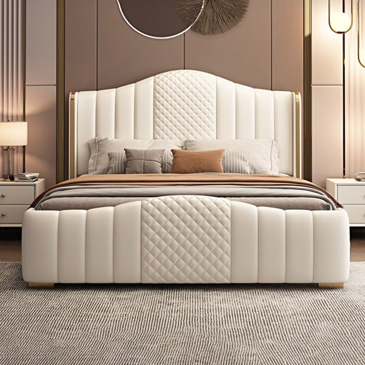 King size bed without foam with diamond stitching with golden steel