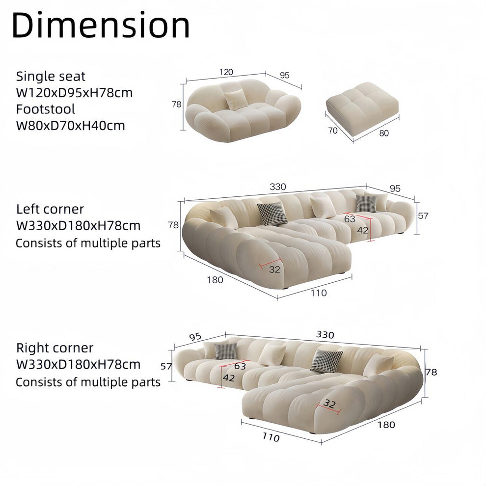 Luxe FURNITURE Fleece Fabric Overstuffed Multifunction Sofa set for Livingroom Office
