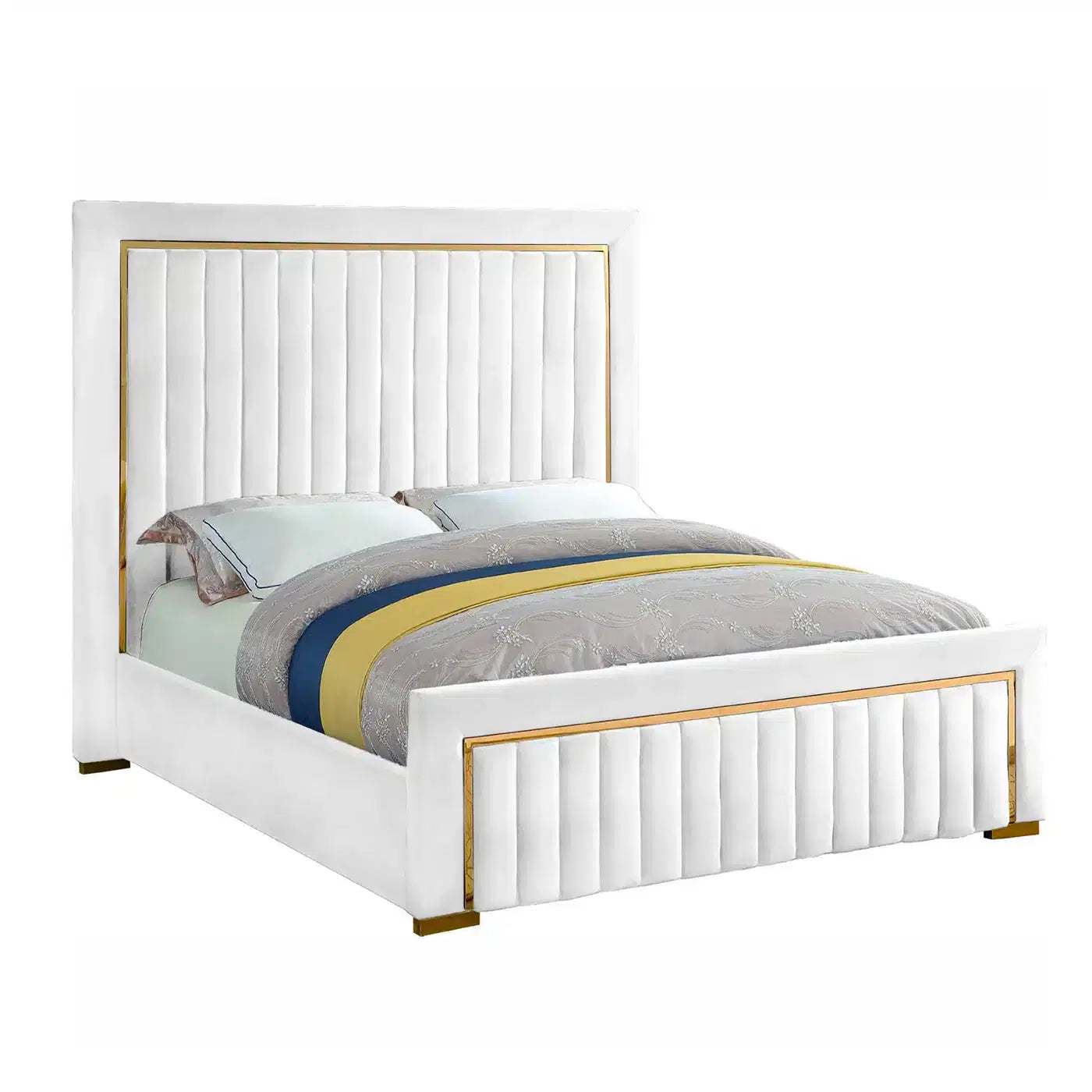 Bed Mariam (Queen Size) in Velvet Off-White