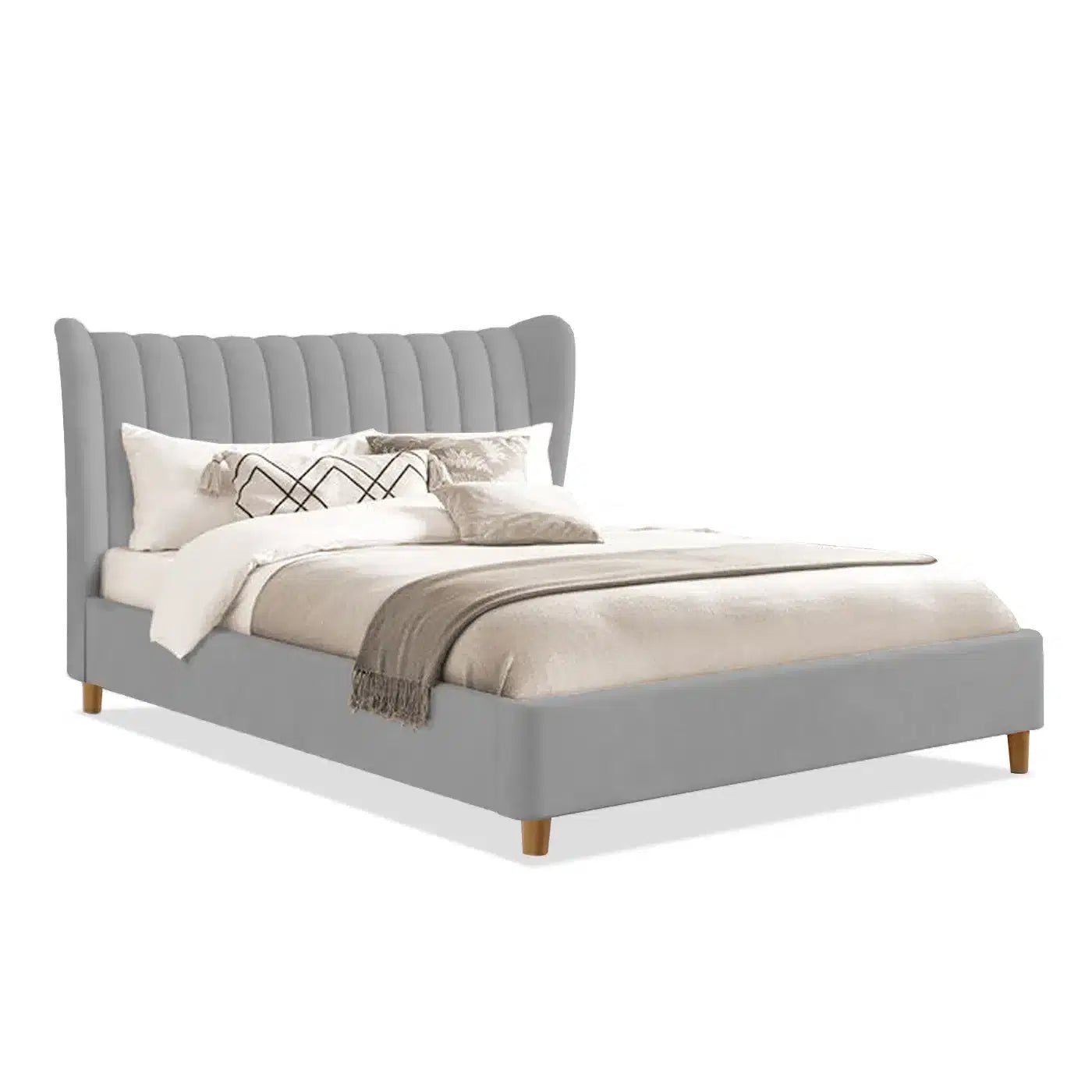 Bed Nora (Queen Size) in velvet Dark Grey